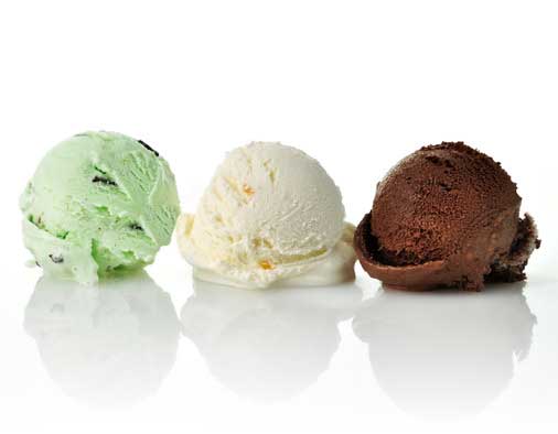 Different flavours of ice cream