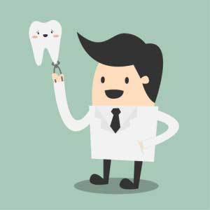 Illustration of doctor holding tooth
